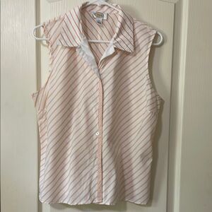 Talbots Orange and White Striped Sleeveless Blouse